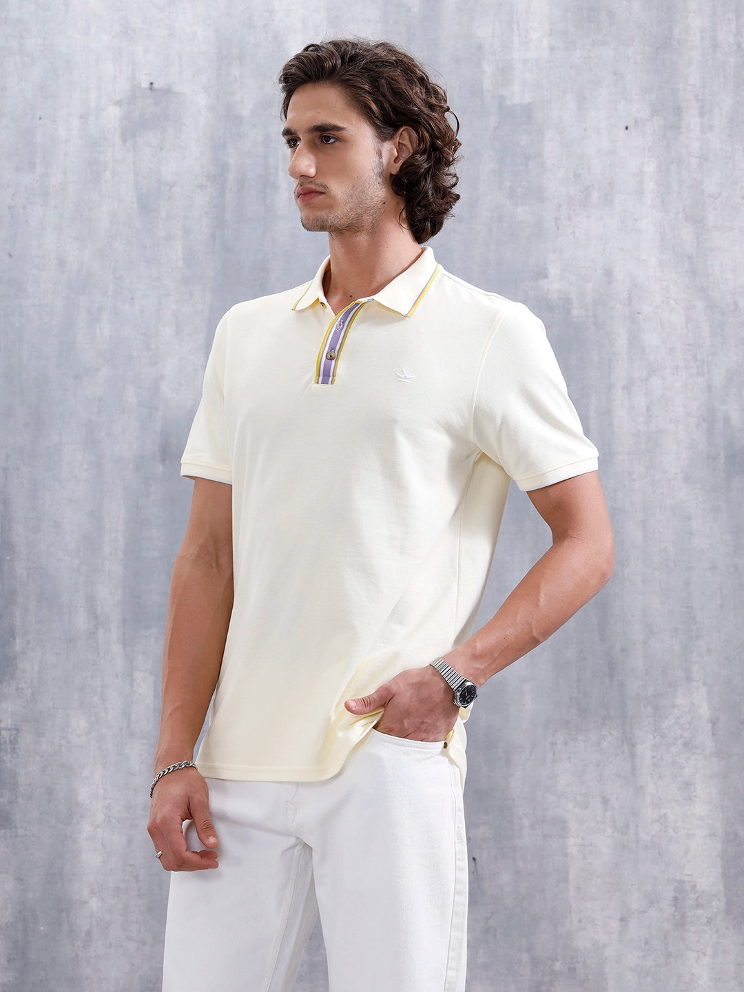 Slim Fit 100% Cotton Polo With Contrast Tipping | Yellow