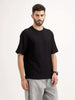 Solid Oversized Textured T-Shirt | Black