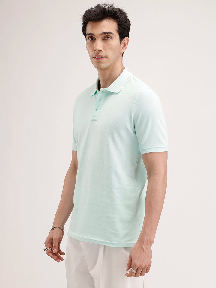 Solid Slim Fit Polo T-Shirt | Light Green
