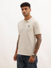 Slim Fit Placement Printed Polo T-Shirt | Beige