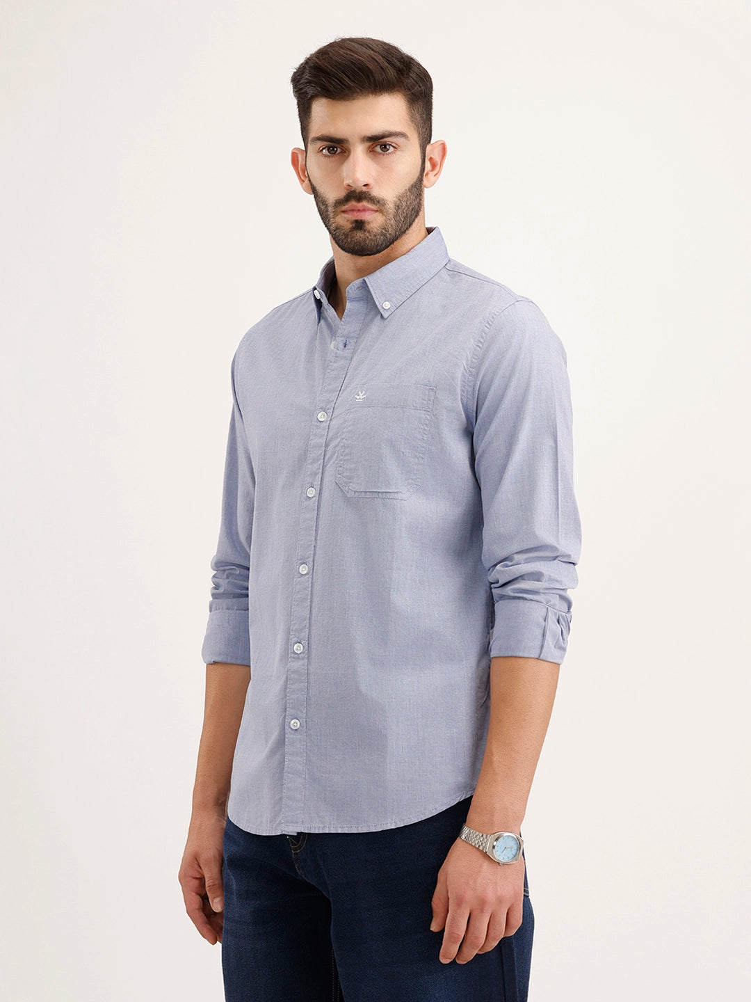 Regular Fit 100% Cotton Shirt | Blue