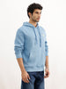 Comfort Fit Placement Printed Hooded Sweatshirt | Blue