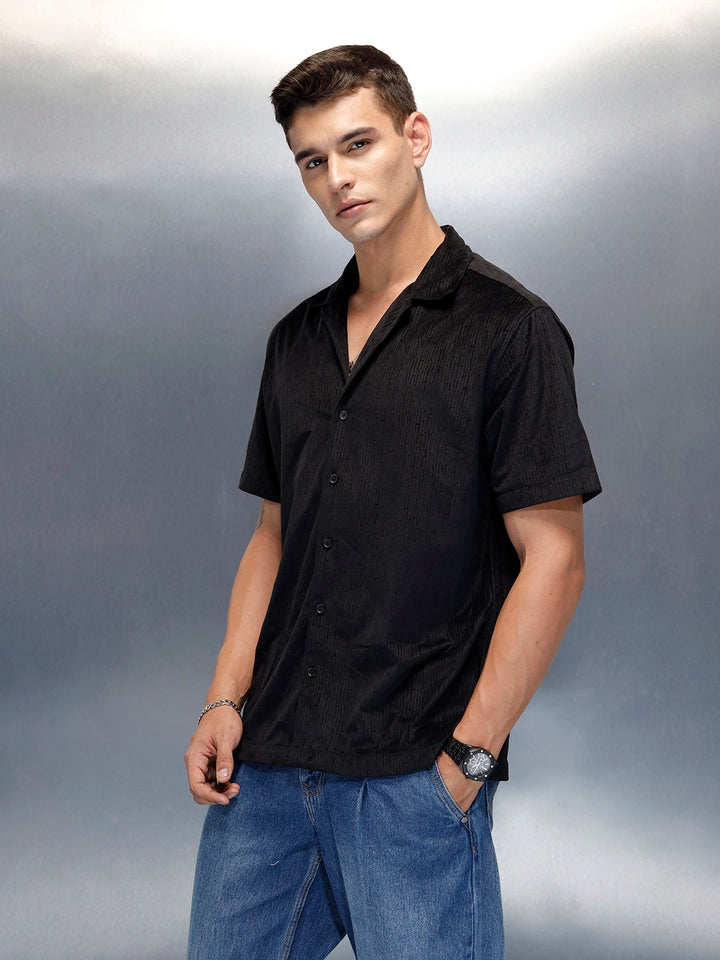 Textured Classic Men’s Comfort Fit Shirt | Black