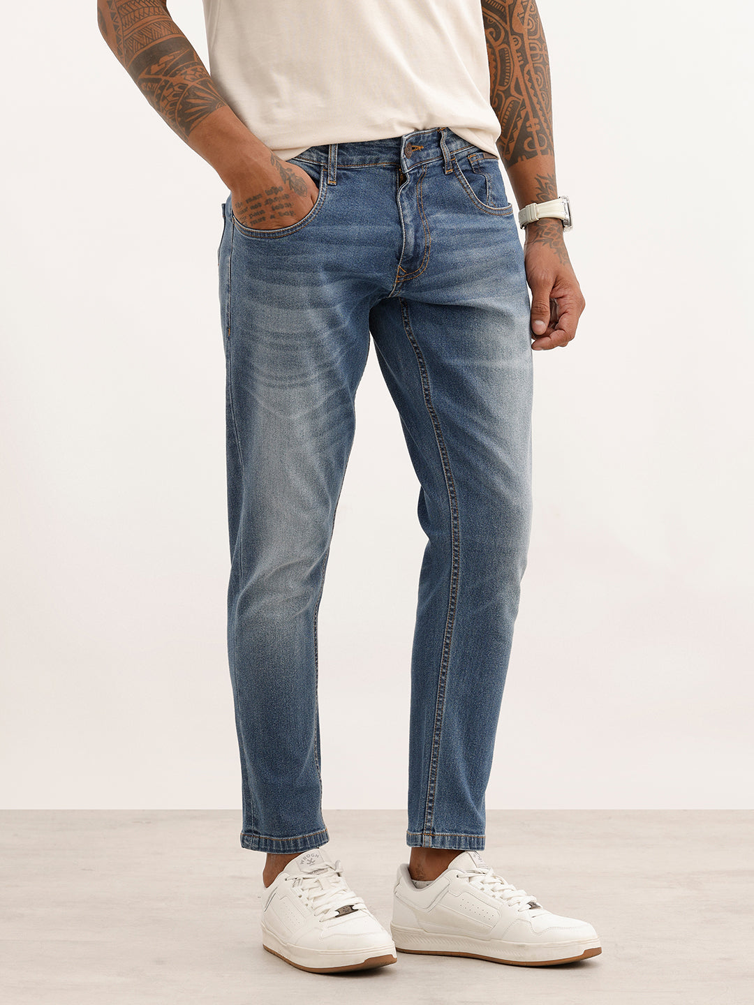 Faded Slim Crop Denim Jeans | Light Blue | WJN0200SL2066S