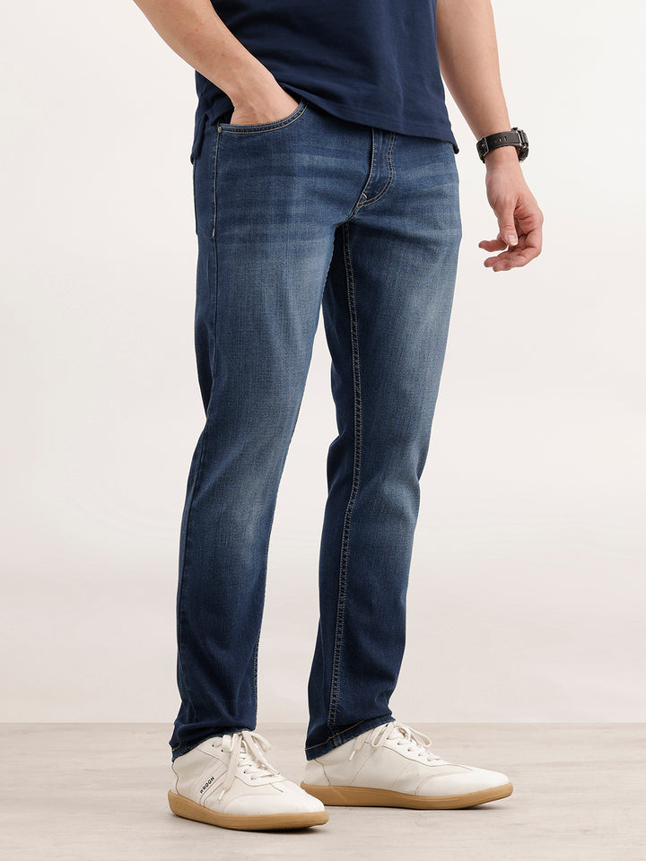 Slim Fit Faded Denim Jeans  | Blue