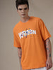 Wrogn Print Oversized Orange T-Shirt