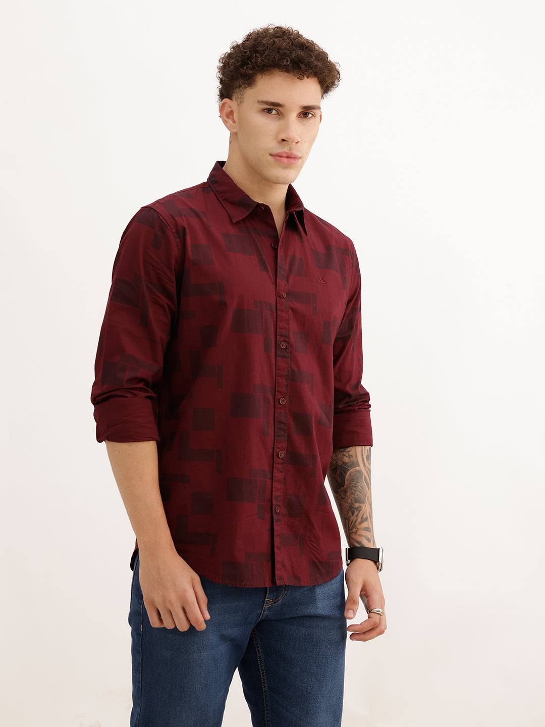 Classic Regular Fit AOP Shirt | Brown | WPSH0602M
