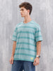 Tonal Printed All Over Striper Tee I Teal