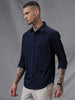 Satin Solid Navy Shirt