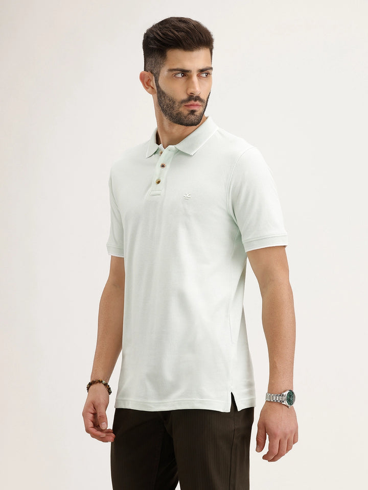 Solid Slim Fit Polo T-Shirt | Light Green