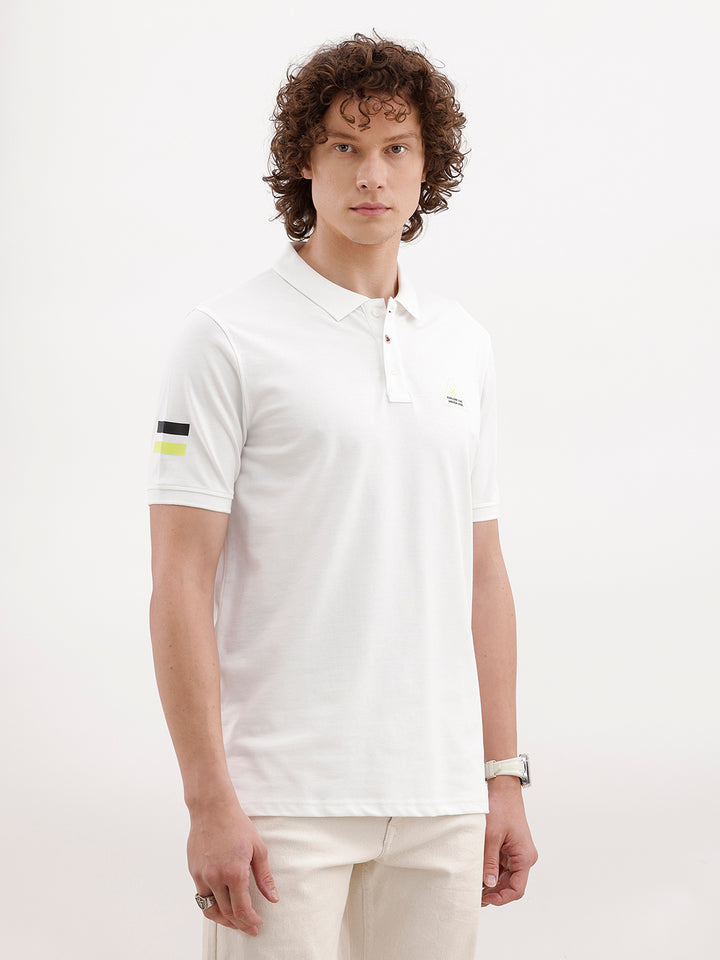 Solid Slim Fit Polo T-Shirt | White