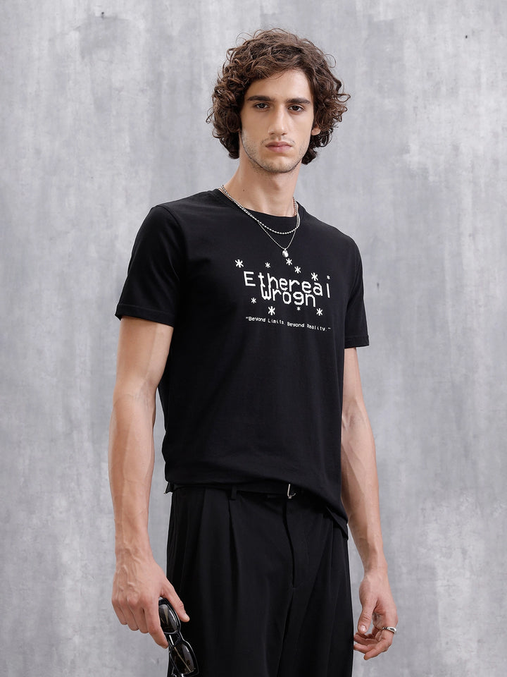 Printed Slim Fit T-Shirt | Black
