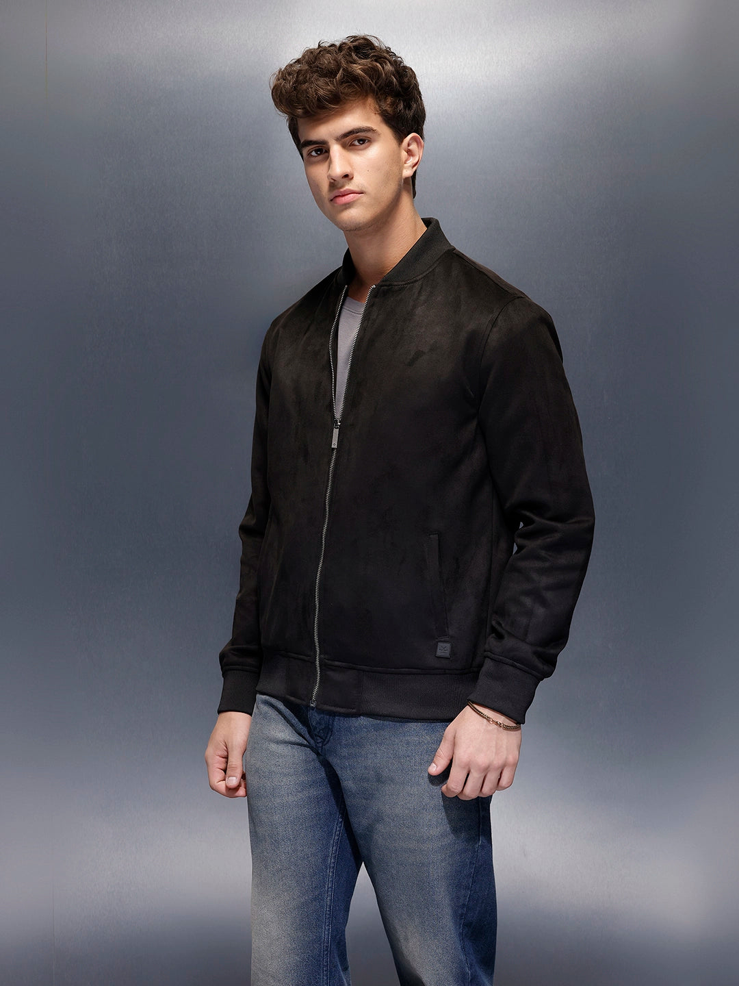 Men's Casual Bomber Jacket  | Black
