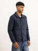 Solid Regular Fit Puffer Jacket | Navy Blue