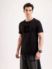 Solid Flock Printed T-Shirt   |  Black