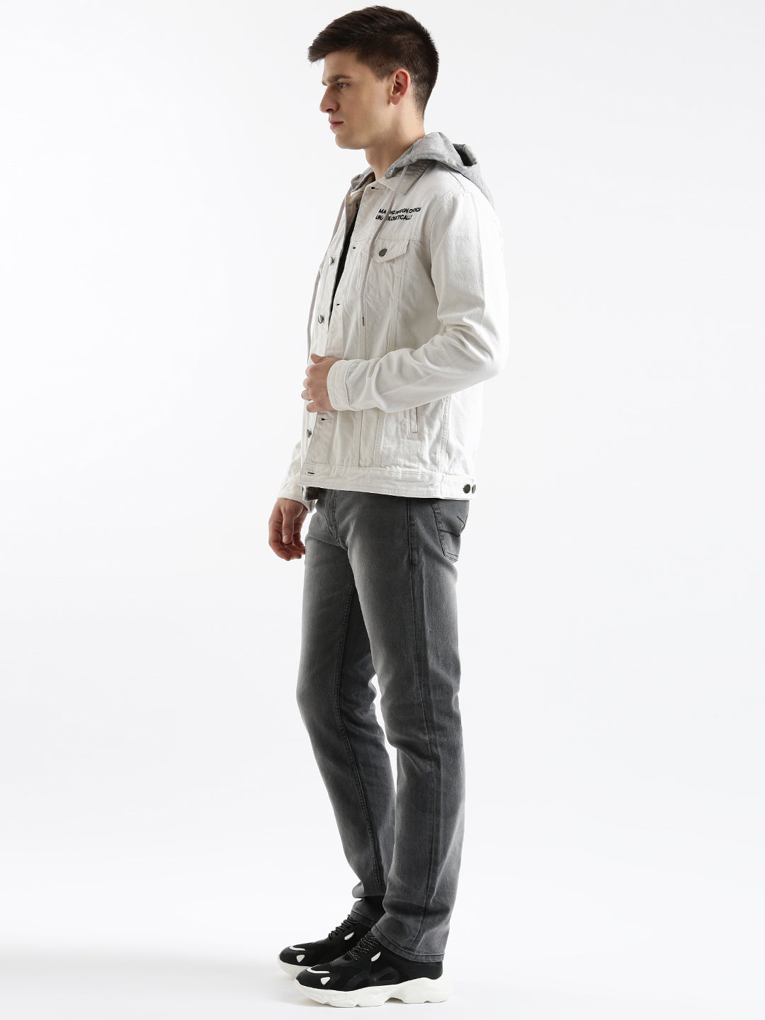 Denim jacket white hoodie hotsell