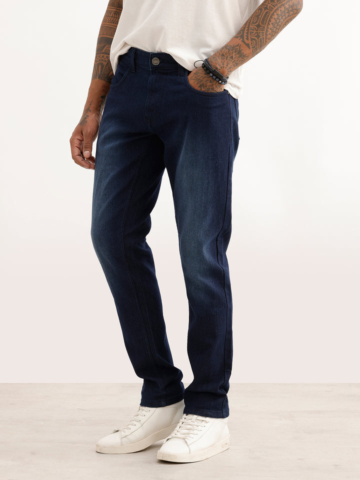 Faded Slim Fit Denim Jeans | Dark Blue