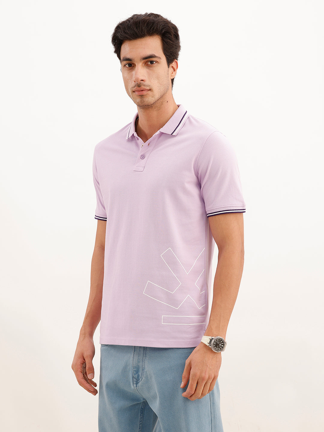Regular Fit Tipping Collar Polo T-Shirt | Purple