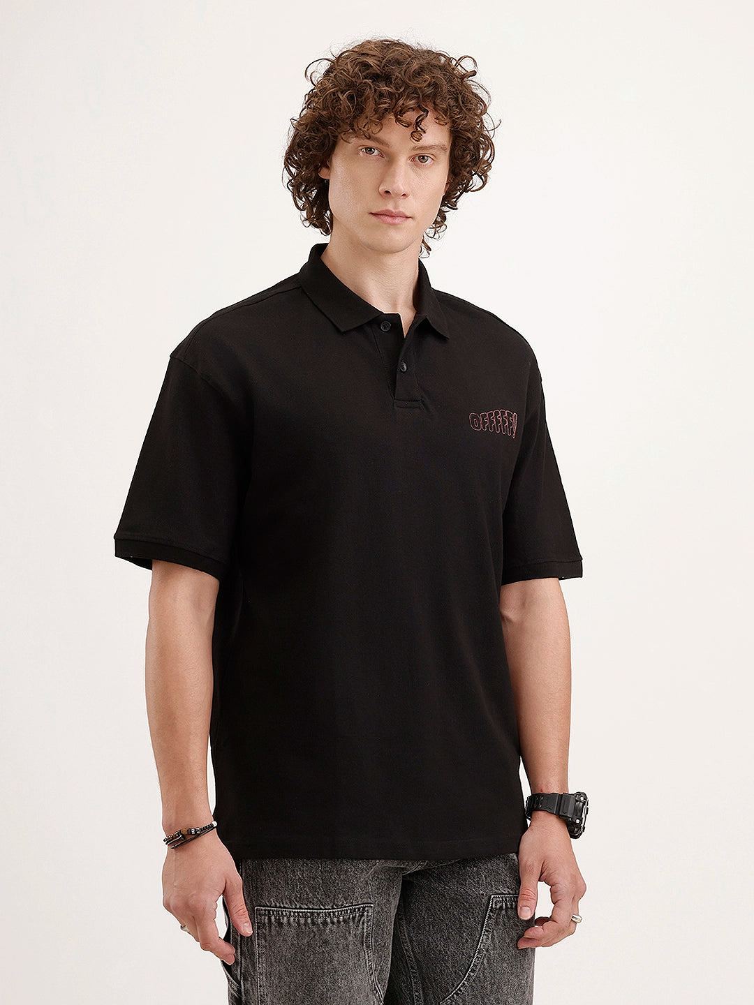 Oversized Back Printed T-Shirt | Black
