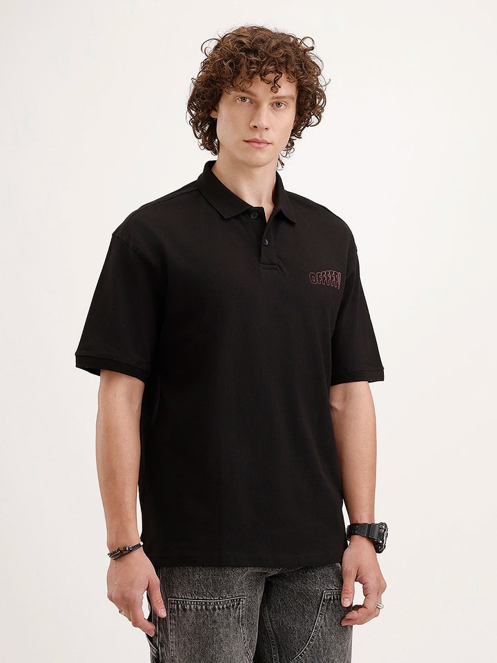 Oversized Back Printed T-Shirt | Black