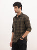 Slim Fit Checkered Full Sleeve Shirt | Olive