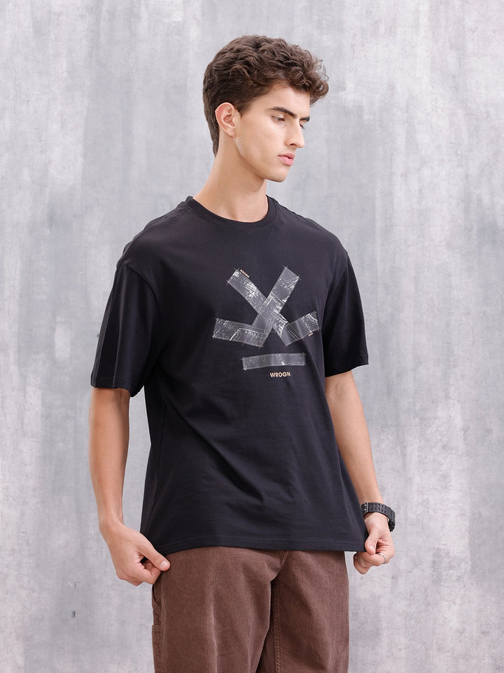 Brand Carrier Oversized Fit Casual Look T-Shirt | Black