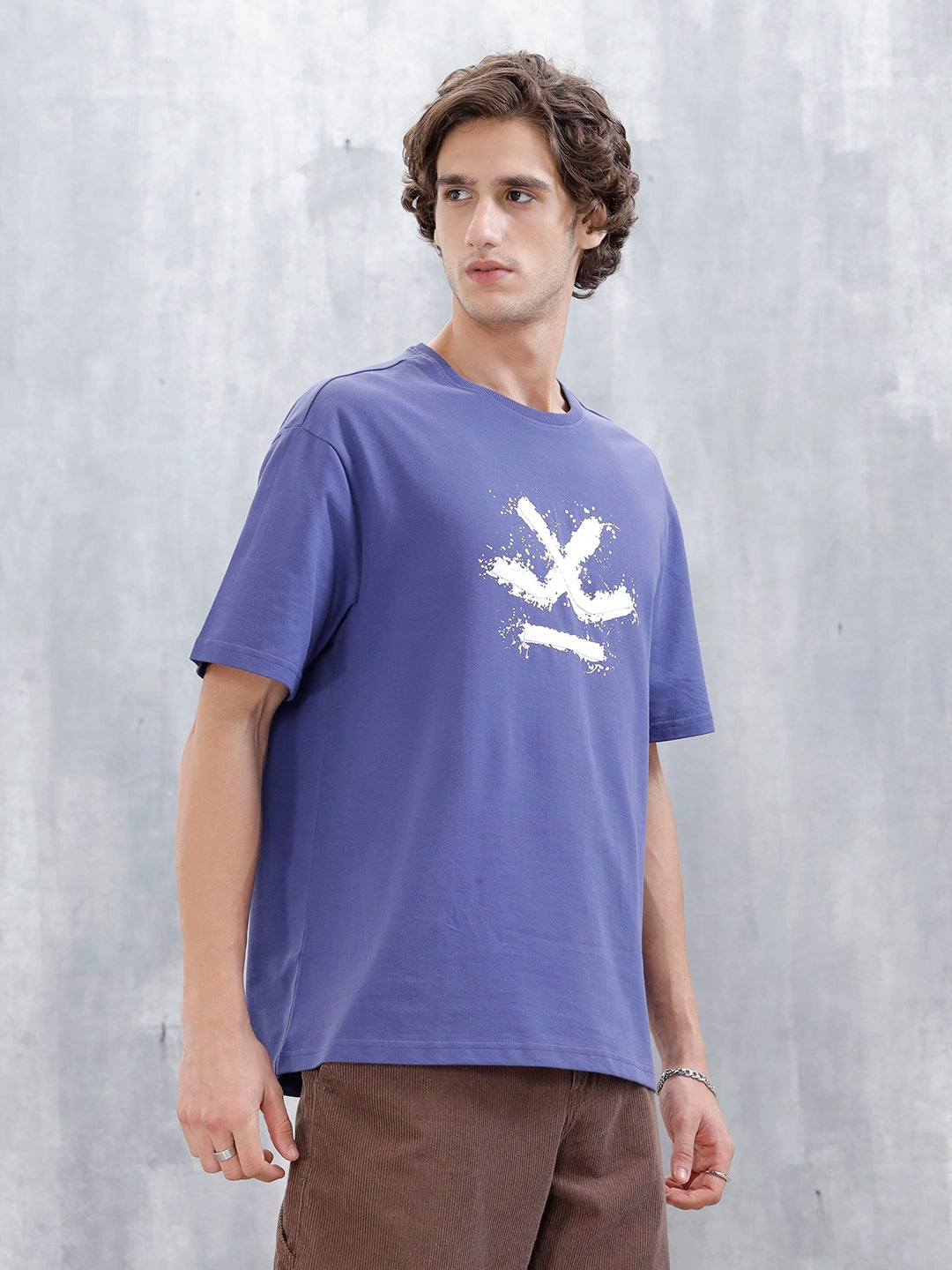 Wrogn Oversized Fit Graphic T-Shirt | Blue