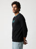 Contrast Collar Full Sleeve T-Shirt | Black