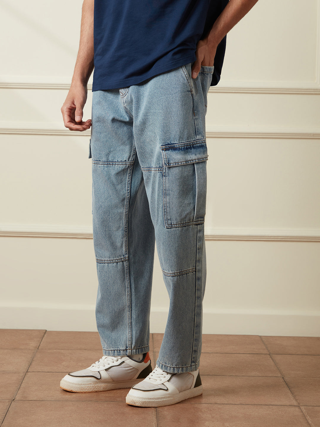 Blue Slash Denim Cargo