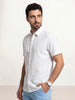 Solid Slim Fit Half Sleeve Shirt | White