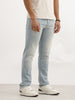 Faded Straight Fit Denim Jeans | Light Blue