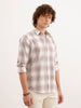Slim Fit Checkered Shirt  | Brown