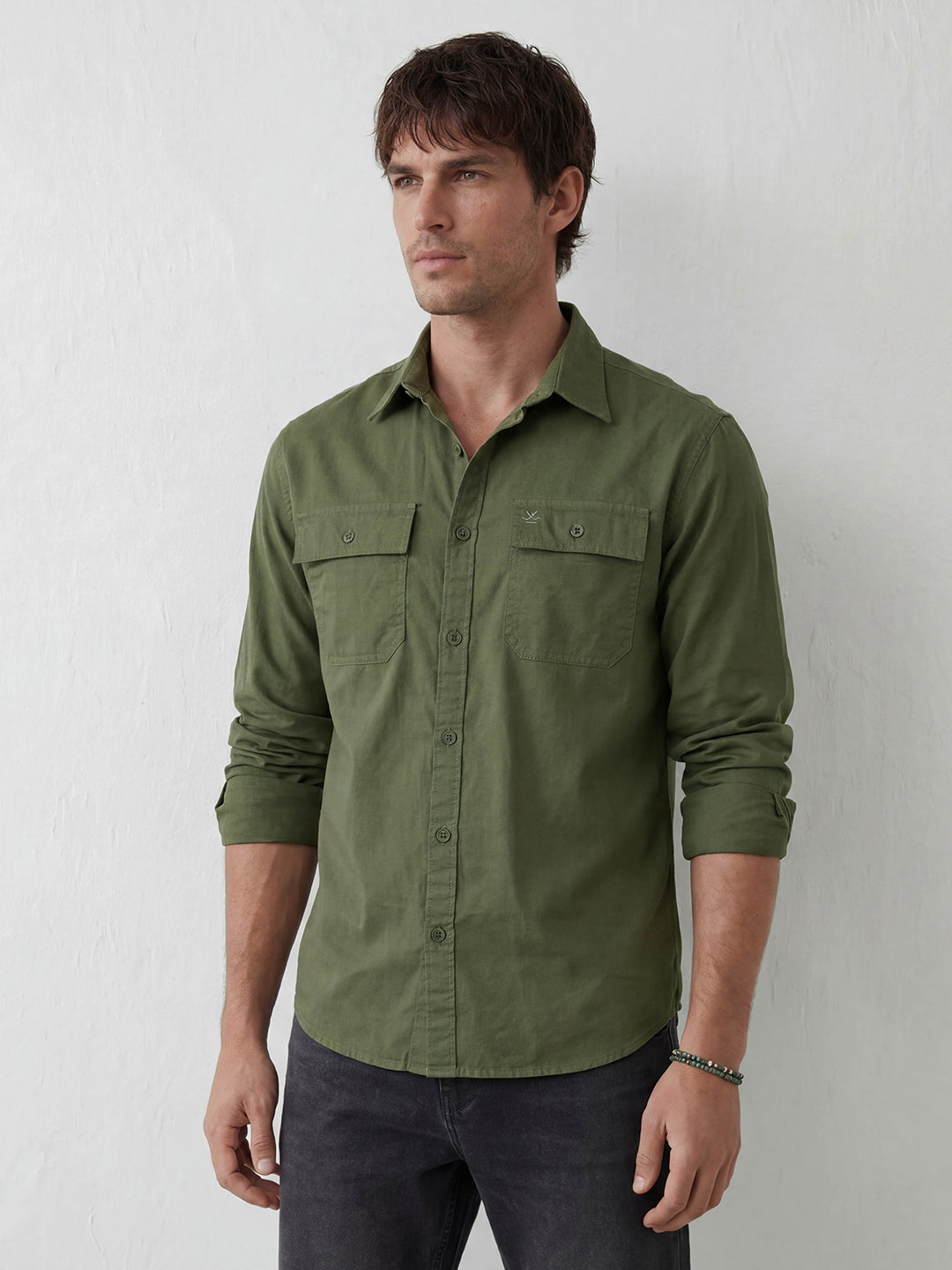 Comfort Fit Double Pocket Shirt | Olive