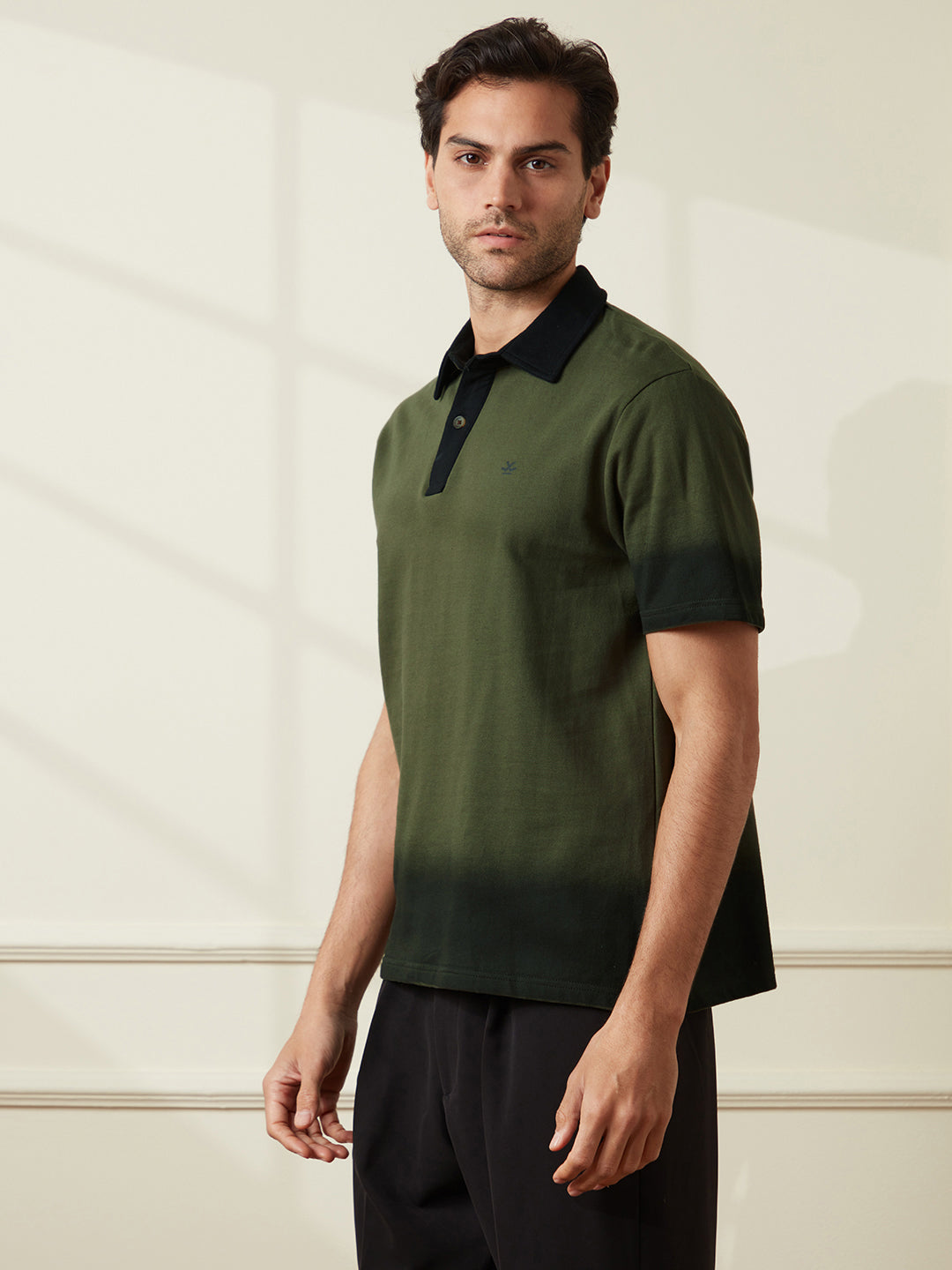 Olive Blend Washed Polo T-Shirt