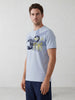 Slim Fit Placement Printed T-Shirt | Light Blue