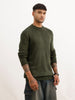 Solid Regular Fit Knitted Sweater | Olive