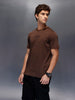 Men's Casual Slim Fit Wrogn Branded Tee  |  Brown