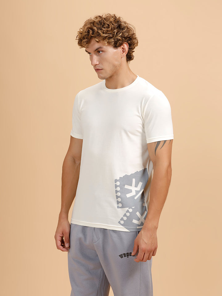 Placement Print Slim Fit T-Shirt | White