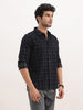 Slim Fit Checkered Corduroy Shirt | Black