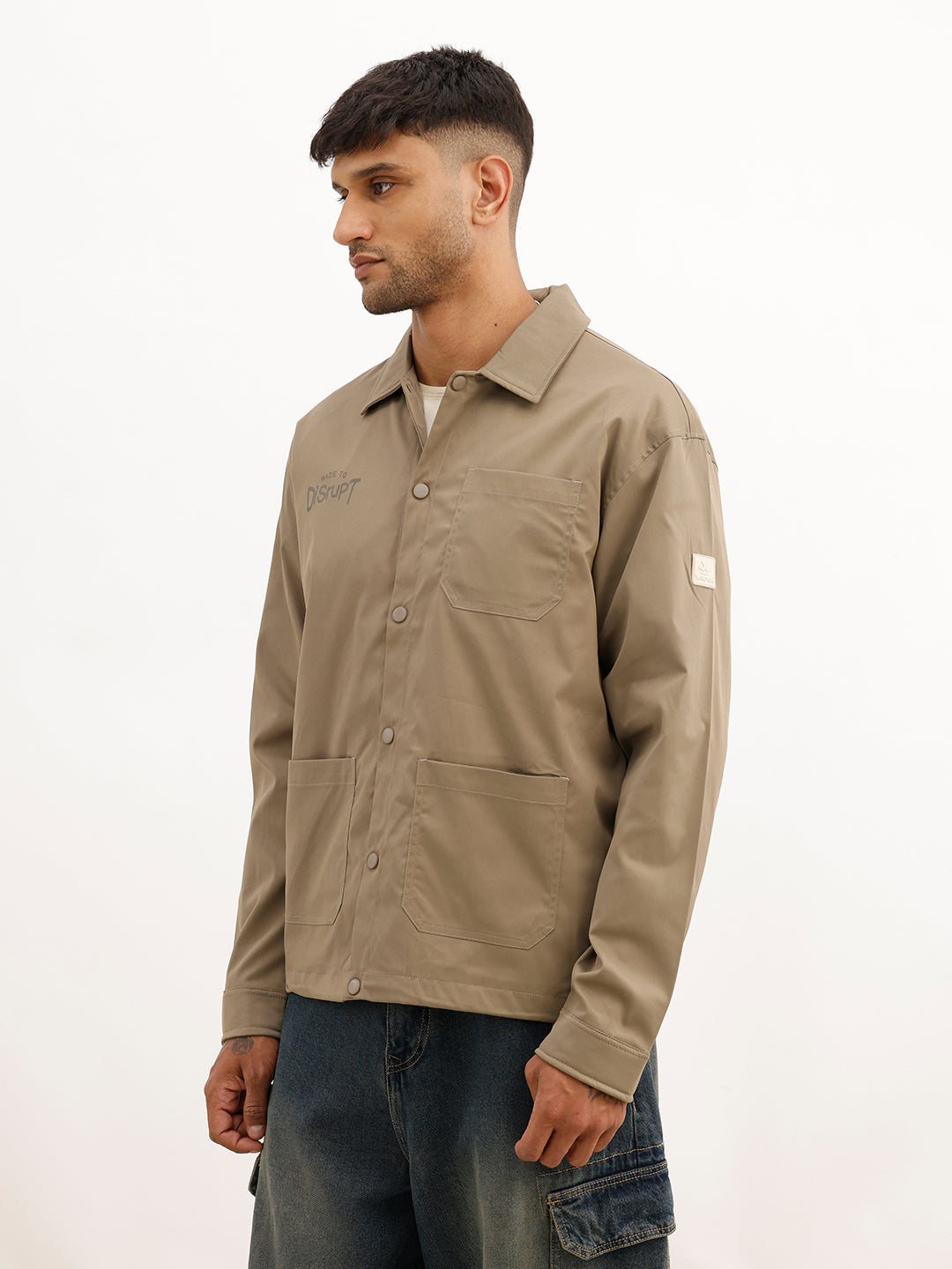 Classic Placement Printed Jacket | Khaki