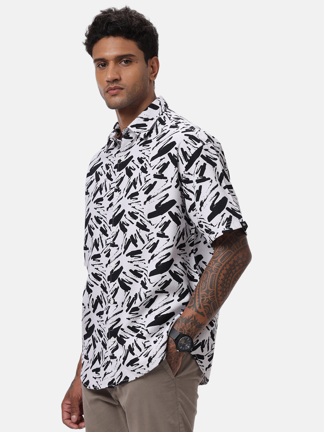 White Graphic AOP Shirt