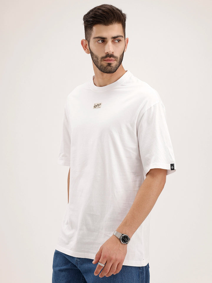 Oversized Patch Detail T-Shirt | White