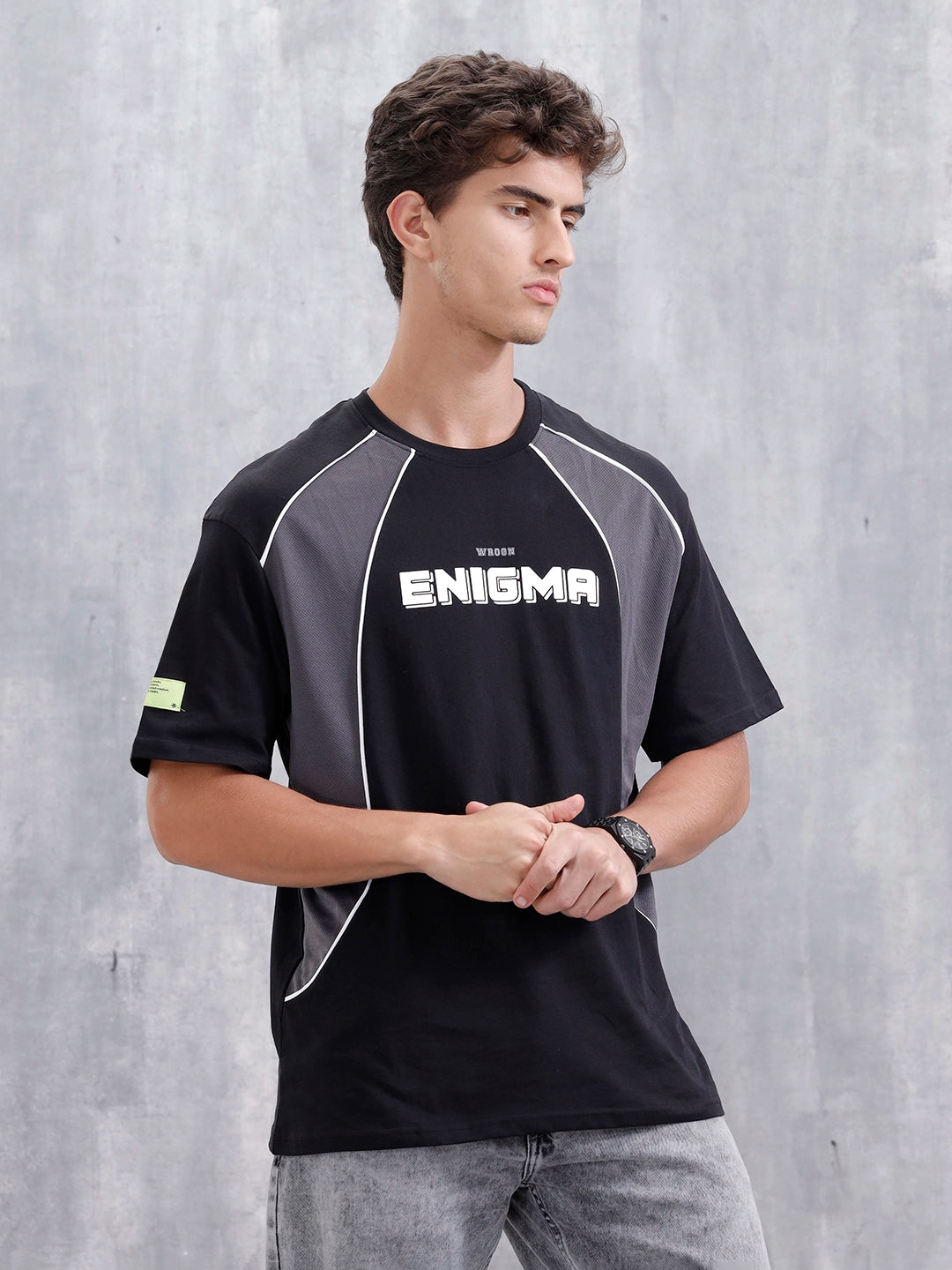Casual Men Sporty Look Oversized Fit Tee With Print | Black