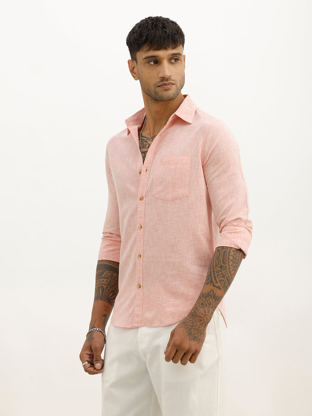 Solid Slim Fit Full Sleeve Shirt | Red