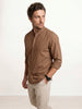 Solid Slim Fit Mandrin Collar Shirt | Brown