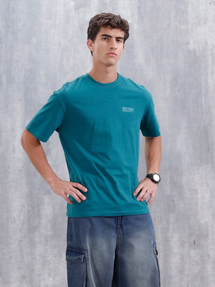 Casual Men Oversized Fit Tee With Graphic | Green