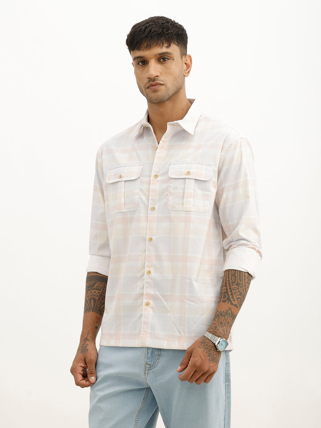 Classic Regular Fit Checkered Shirt | Pink