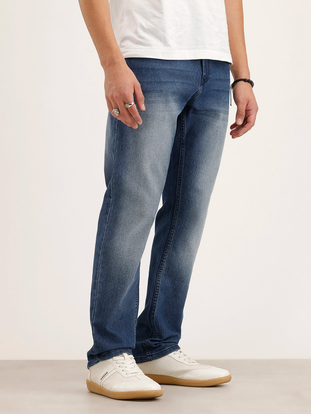 Relaxed Fit Faded Denim Jeans | Light Blue