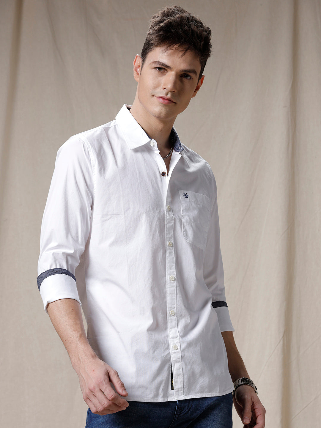 Cosmic White Casual Shirt