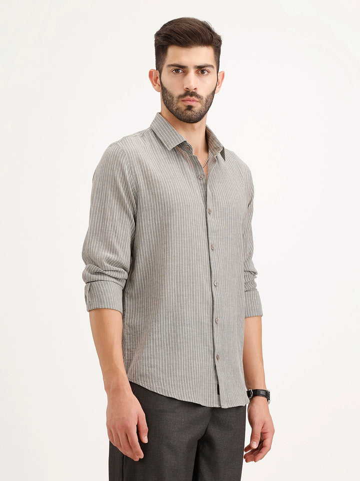 Slim Fit Striped Shirt | Grey